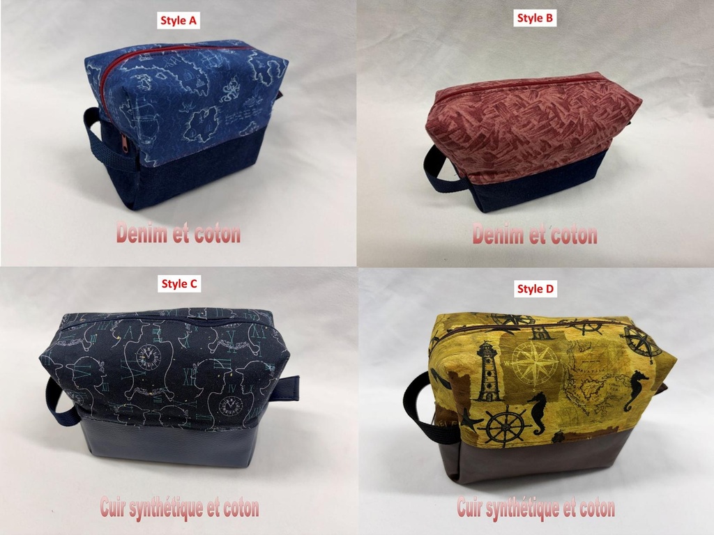 Trousse de toilette matelassée - Style au choix (A)