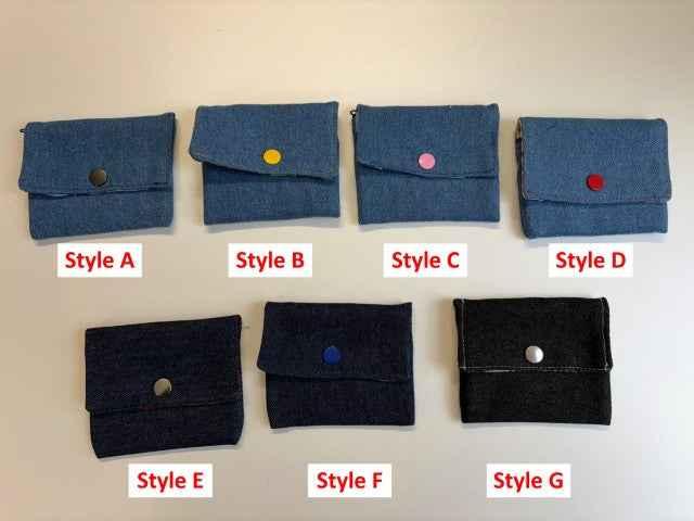 Petit porte-monnaie en denim recyclé - Style au choix (A)